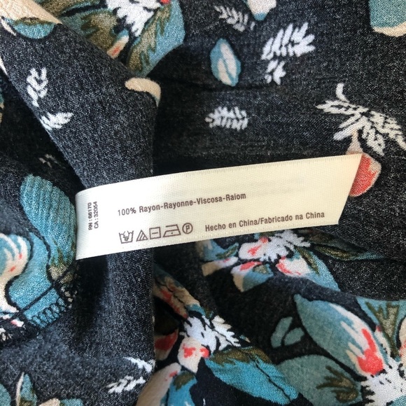 Free People Jolene Black Floral Print Tie Back Ruffle Trim Mini Slip EUC Size XS - Picture 8 of 11